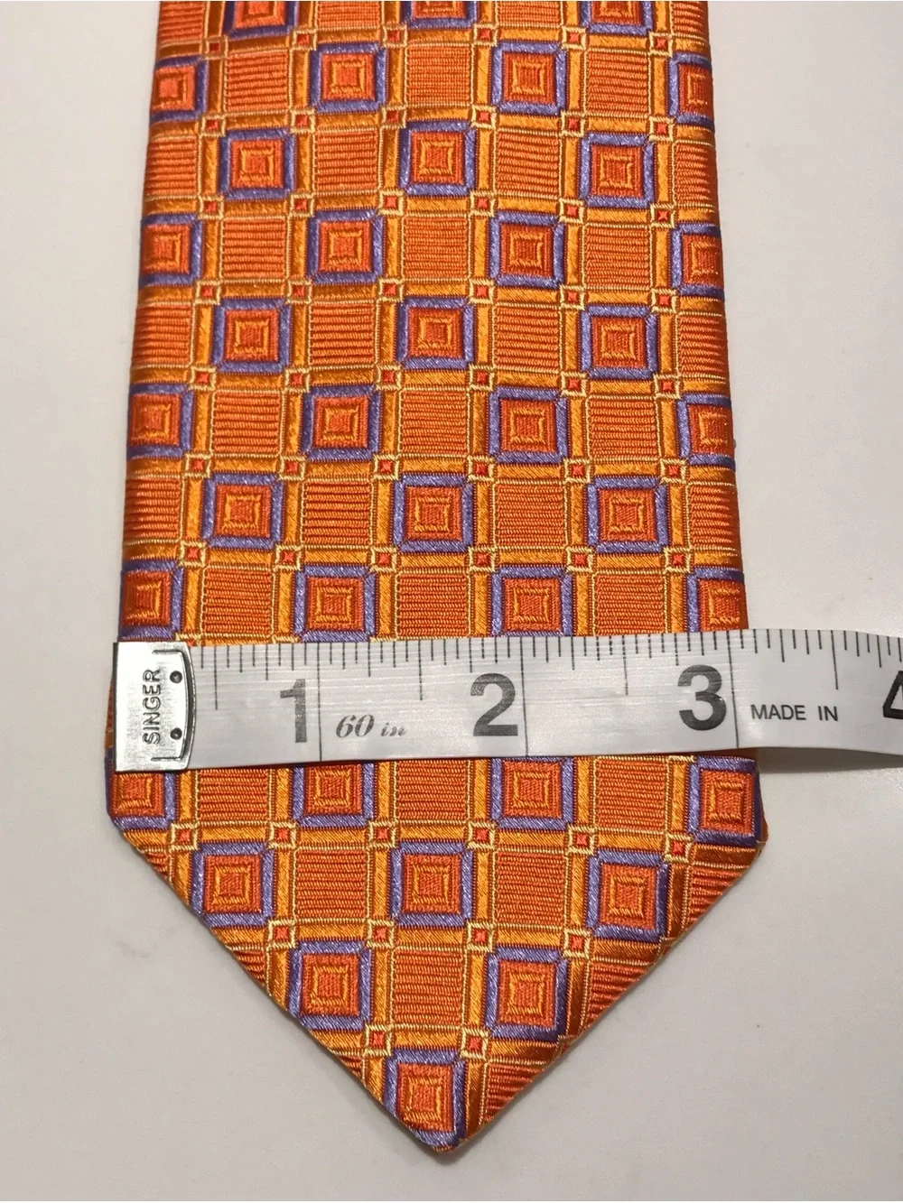 Ted Baker London Orange and Purple Checked Geometric Classic Tie NWT